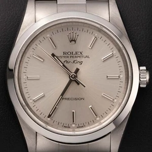 Rolex Air King 14000 Smooth Bezel Watch 34mm Silver Index Dial - Picture 1 of 9