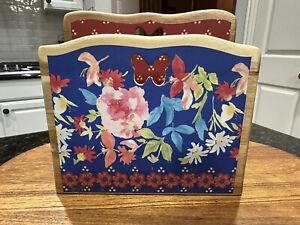 Pioneer Woman Core Home Brand Wooden Butterfly Napkin Holder Blue & Red 2018
