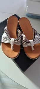 Maca Kitzbühel Pantolette3006 Multi Leder Sandale FlipFlop Keil Zehentrenner - Bild 1 von 4