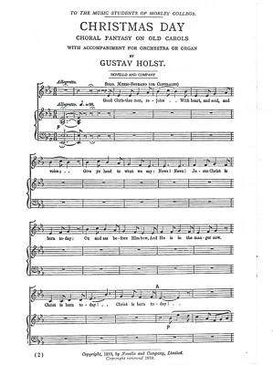 Vintage Sheet Music Christmas Day Gustav Holst SATB Novello Christmas Anthem - Image 1 of 2