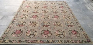 8x10 Vintage French Handmade Aubusson Rug Needle Point Home Décor Wool Kilim Rug - Picture 1 of 8