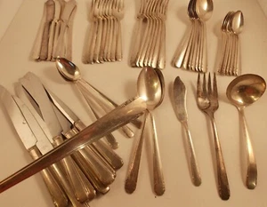 Oneida Elaine Tudor Silber Teller Besteck 58p Service für 8 1929 Antik - Bild 1 von 3