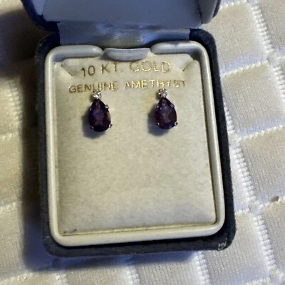 Pendientes de amatista de oro de 10kt (genuinos) muy bonitos Foto 1 de 4