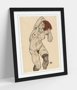 EGON SCHIELE, NUDE WITH BLACK STOCKINGS -ART FRAMED POSTER PICTURE PRINT ARTWORK - Picture 1 of 10
