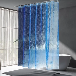 EVA Blau Duschvorhang Liner, 3D Wasserwürfel 5G Duscheinlagen mit 12 Rostfreien M - Bild 1 von 8