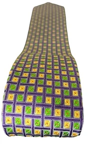 Peter Millar Silk Tie Purple Green Gold Geometric Squares USA Mens 3.75" Wide - Picture 1 of 7