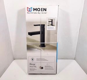Moen 84627BL Rinza Single Handle High Arc Bathroom Faucet Matte Black New In Box - Picture 1 of 2