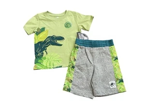 Jurassic World T-Rex Green Gray Toddler Boy 2 Piece Matching Outfit Set New 3T - Picture 1 of 5