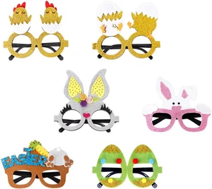 JECOMPRIS 6Pcs Easter Party Eyeglasses: Easter Bunny Egg Chick Party Paper Gl... - Picture 1 of 12