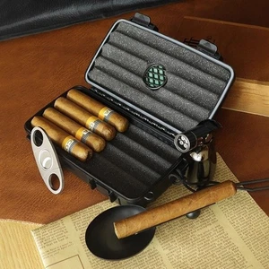 Wasserdichte Kunststoff Zigarren Humidor Box Zeder mit Luftbefeuchter Tragbar Reise Etui - Bild 1 von 11