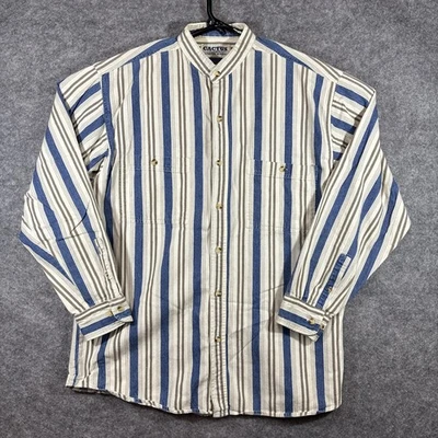 Cactus Clothing Company Western Shirt Mens L Striped Vtg 90s Collarless Rancher - Image 1 of 4
