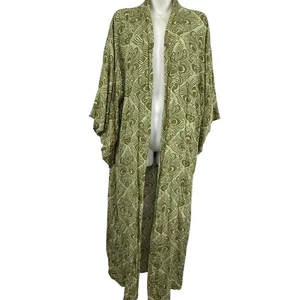 Free People Riviera Moss Green Print Open Kimono Long Jacket NWT Boho sz ALL OS - Picture 1 of 18