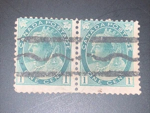 π΄ββ οΈ PRECANCEL 1 CENT #75 QUENN VICTORIA PAIR - Picture 1 of 2