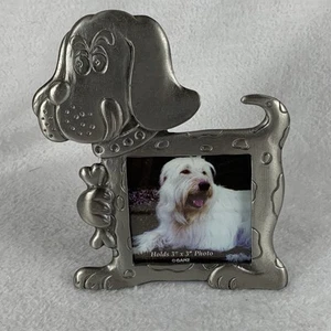 Pewter Picture Frame Dog Puppy Tabletop Frame By Ganz Holds 3”x 3” Photo - Picture 1 of 9