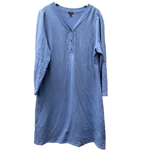 Talbots Felpa Abito Donna 1X Blu French Terry Scollo a V Pullover Manica Lunga - Foto 1 di 8