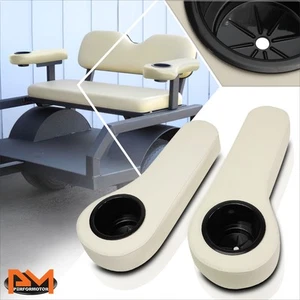 For EZGO/Club Car/Yamaha Golf Carts Tan Vinyl Rear Seat Arm Rest w/Cup Holder - Picture 1 of 5
