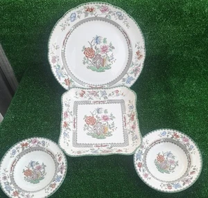 Vintage Copeland Spode Chinesische Rose Quadratisch Servierschale 2 Schüsseln Speiseteller - Bild 1 von 11