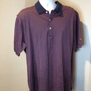 Polo Peter Millar uomo XL rosa blu a righe lavaggio mare manica corta  - Foto 1 di 7