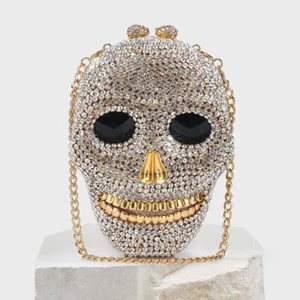 New Skull Dinner Bag Rhinestone Set Diamond Clutch Bag Women's Small Party Bag - Picture 1 of 10