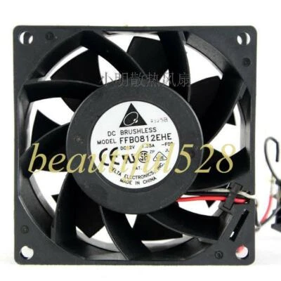 1pc Delta FFB0812EHE 12V 1.35A 8CM 8038 3-wire Double Ball Cooling Fan - Image 1 of 3