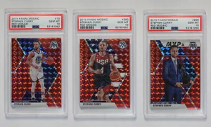 2019-20 Panini Mosaic STEPHEN CURRY #70 #260 #299 Hobby Red Prizm PSA 10 Gem Lot - Picture 1 of 4