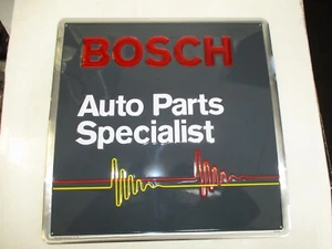 NOS 1989 Bosch Auto Parts Specialist Embossed Metal Sign Gas Oil NEW 18" X 18" - Picture 1 of 5