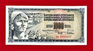 ERROR GUVERNE vs GUVERNER UNC NOTE 1000 DINARA 1978 YUGOSLAVIA Pick-92a  Diff. # - Picture 1 of 2