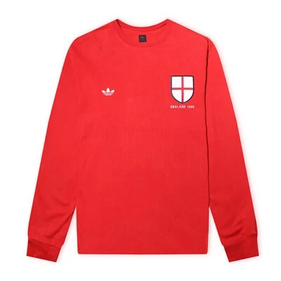 Adidas England T-shirt M Red Rare Retro Football Long Sleeve World Cup Top - Image 1 of 4