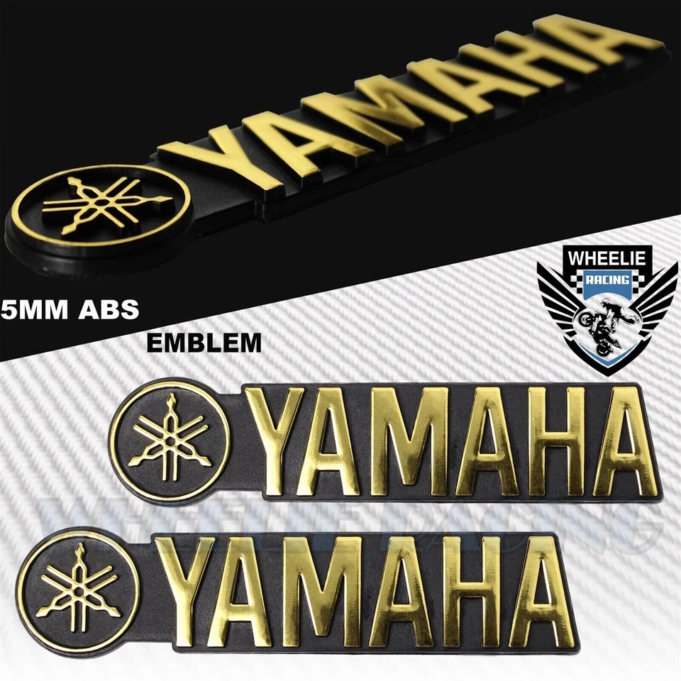 X2 4.75"ABS 5MM GRUESO EMBLEMA CALCOMANÍA LOGO + LETRA PEGATINA PARA YAMAHA CROMO DORADO Foto 1 de 3
