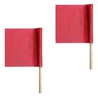 (Pair) Heavy Duty Red Nylon Mesh Safety Flag w/30" Dowel: 18"x18" - DOT Approved