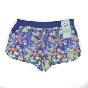 SKECHER Girls Active Shorts, Diagonal Stripes, Clematis Blue Size 7/8 - Picture 1 of 1