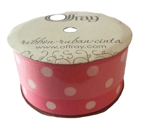 Offray Pink & White Polka Dot Grosgrain Ribbon 1.5” x 3 Yds New - Picture 1 of 4