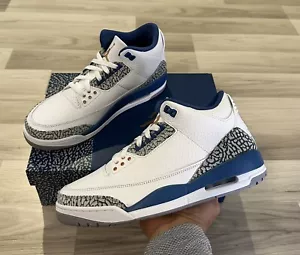 Nike Air Jordan 3 III Retro Wizards White True Blue - CT8532-148 - Size 9.5M - Picture 1 of 8