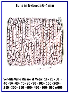 Fune Corda Rigida in Nylon Cima Trecciata da Nautica per Teli Teloni da Ø 4 mm - Foto 1 di 2