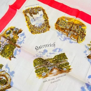 Bufanda de monumentos vintage AUSTRIA rosa verde azul monumentos - Imagen 1 de 6