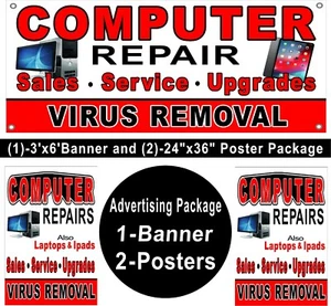 Computer Repairs Sign Package (2)-24"x36" posters & (1)-3'x6' banner - Picture 1 of 6