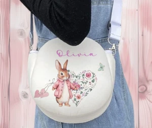 Personalised Girls Bunny print Shoulder Bag Crossbody Lucky Purse Gift Idea - Picture 1 of 2