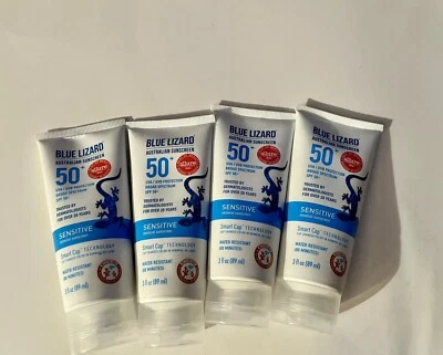 4x Blue Lizard Australian Sunscreen SPF 50-3oz Sensitive Mineral Sunscreen - Image 1 of 2
