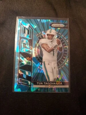 2023 Prizm Tua Tagovailoa Blue Cracked Ice 27/99 Prizm Hype SP Dolphins #H-1 - Image 1 of 2