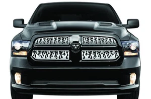 Stainless Cold Front Winter Grille Cover for 2013-18 Dodge Ram 1500 STEEL FLAMES - Bild 1 von 3