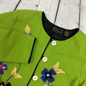 Giacca blazer Alex Kim donna ricamato floreale arte da indossare verde medio - Foto 1 di 16