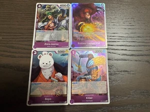 One Piece Card Game English OP-05 Purple Complete Set of 4 Foil Zoro Kid Killer - Bild 1 von 2