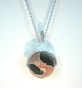 Edelstein-Anhänger Sunset-Achat 20 mm Wechselbogen 925 Silber Silberkette 50 cm - Bild 1 von 4