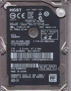 0J38093 /HTS541010HGST 1000GB 1TB 2.5" Hard Drive Apple 655-1751H Mac OS Format* - Picture 1 of 2