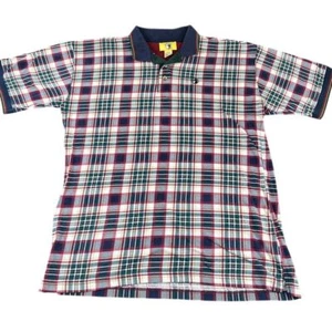Polo a quadri testa d'anatra preppy vintage cotone classico golf L - Foto 1 di 7