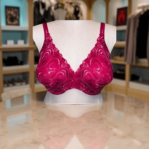 Plus Size Red Lace Playtex Lightly Lined Bra Size 42DD - Picture 1 of 6