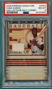 Donruss Signature Hank Aaron 2005 Salón de la Fama Materiales - Combo #HOF6 ¡PSA 8! - Imagen 1 de 2