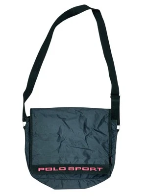 Vintage Ralph Lauren Polo Sport Black Nylon With Red Embroidery Messenger Bag - Image 1 of 4