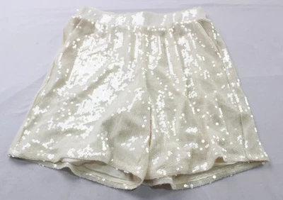 New York & Company Women's High Rise Sequin Shorts NC3 Cream Large (12/14) NWT - Image 1 of 3