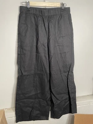 Pantalón pantalón Eileen Fisher 100 % lino pierna ancha talla Capas pequeñas S negras usadas en excelente estado Foto 1 de 4
